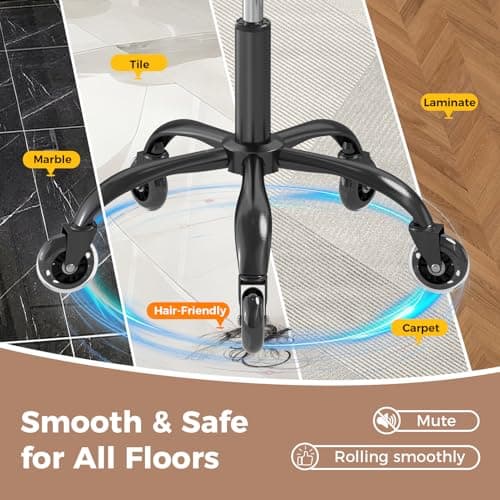 Office Drafting Chair with Footrest, Tall Height Adjustable Stool with Back Support, Heavy Duty Rolling Stool Chair with Wheels for Office Home Kitchen Bar Shop Guitar Studio Medical Vanity(Brown) 6