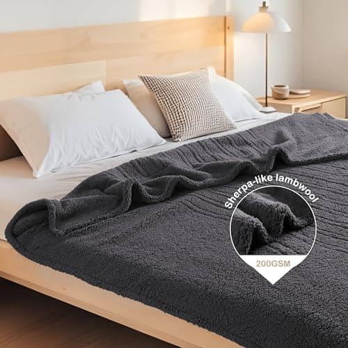Eydna Electric Heated Blanket Full Size 72"×84" with 9 Heating Levels & 1-10Hs Auto Off，Double Sided Plush Sherpa, Energy Efficient, Machine Washable, for Couch & Bed, Dark Gray 6