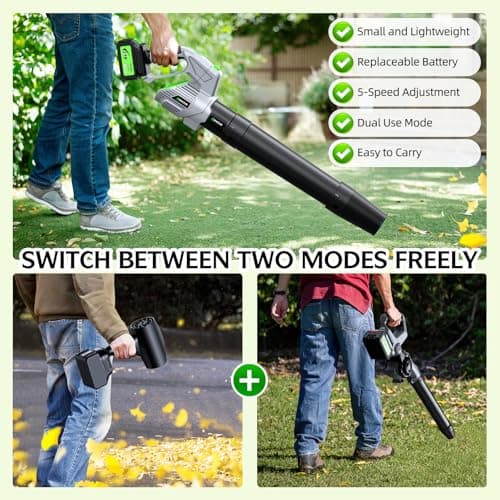 Electric Leaf Blower Cordless, 900,000 RPM, 2 x 4.0Ah Batteries & Charger, Handheld Leaf Blowers for Lawn Care, 5 Speed Mode 6