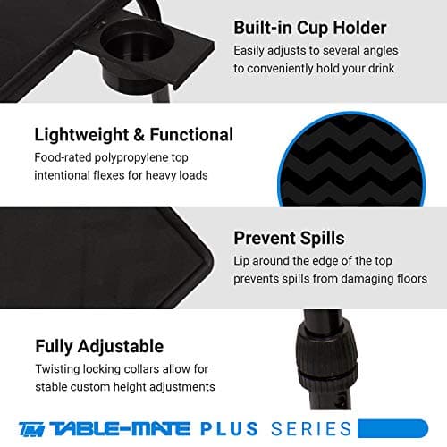 Table-Mate TV Tray Table | Portable Desk Folding Dinner Tray, Couch Table Trays for Eating Snack Food, Portable Laptop Desk, Bed Trays for Eating | Adjustable TV Trays with 3 Angles and Cup Holder 6