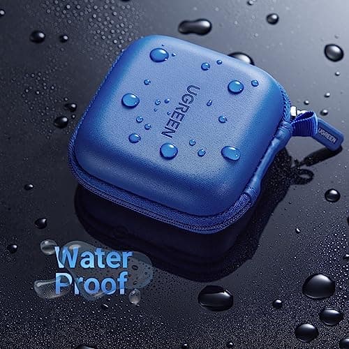 UGREEN Earbud Case, Waterproof Earphone Case Pouch Compatible with AirPods Pro Headphone Case Holder with Stainless Steel Carabiner, for Headphones, Earbuds, SD Memory Card, Camera Chips, Blue 8