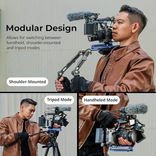 SmallRig Shoulder Rig Kit, One-Touch Quick Release Adjustable for Sony, for Canon, for Nikon Mirrorless Cameras, Camcorders | Camera Support System for Arca-Swiss/MFT Mount & 15mm Rods | SR007 Pro 8