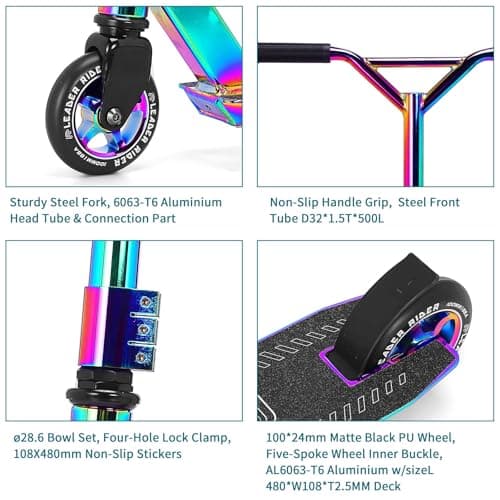 Pro Scooter - Stunt Scooter for Kids 8 Years and Up - Perfect for Beginners Boys and Girls - Best Trick Scooter for BMX Freestyle Tricks (Colorful) 7