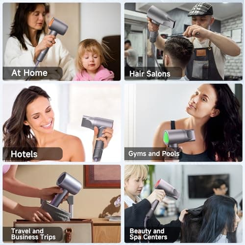 Hair Dryer, 160000 RPM Portable Professional Ionic Hair Dryer with 500 Million Negative Ions, Fast-Drying, Low Noise with Diffuser & Nozzle, Lightweight for Home and Travel 5