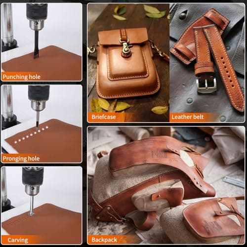 MOFIST Leather Hole Puncher Hand Punching Machine Manual Press Puncher Punch Tools for DIY Leather Craft Punching Holes with Drill Chuck (B - Square Head) 7