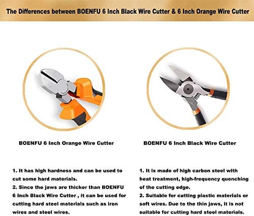 BOENFU Wire Cutter for Artificial Flowers and Crafts, 6 inch Side Cutters Chicken Wire Cutters Heavy Duty Diagonal Cutting Pliers Wire Clippers, Orange 6