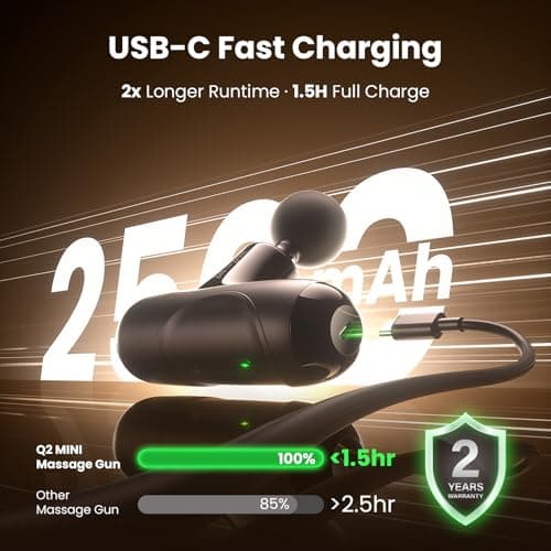 BOB AND BRAD Q2 Mini Massage Gun, Pocket-Sized Deep Tissue Massager Gun, Portable Percussion Muscle Massager Gun, Ultra Small & Quiet Muscle Massage Gun for Muscle Recovery with Carry Case 6