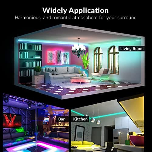 GOADROM LED Strip Lights Waterproof, Ultra Brighter 300LEDs IP65 Color Changing LED Lights for Bedroom,Built-in-Mic,Music Sync LED Light Strips,Phone Smart Controlled(APP+Remote +Mic/16.5ftx1) 8