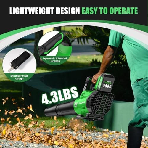 Leaf Blower Cordless - 580CFM/160MPH Electric Leaf Blower with 2 X 4.0Ah Battery and Charger, 3 Speed Modes, Blowers for Lawn Care, Yard, Garage Cleaning 5
