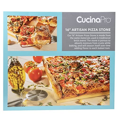 CucinaPro Pizza Stone for Oven, Grill or BBQ- Extra Thick 5/8" Cordierite Rectangular Baking Stone for Better Cooking- 16" x 14" Pan- Holds High Temp For Crispy Crust- Kitchen Tool Essential Must Have 8