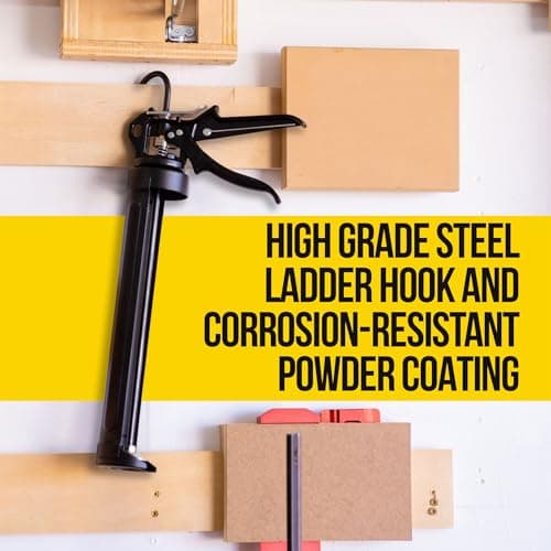 AWF PRO Heavy Duty Caulk Gun, 18:1 Thrust Ratio, Steel Frame Construction, Rotating Barrel, Ladder Hook, Puncture Tool & No Drip Pressure Release Tab, 10 oz Caulking Gun 5