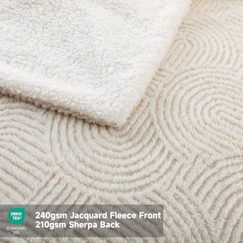 TiMiCalda Heated Blanket Queen Size - 84"x90" Cozy Soft Jacquard Heating Blanket with 4 Heat Levels & 10 Hours Auto-Off, Jacquard Fleece, Overheating Protection, Warm Gifts, Cream 6