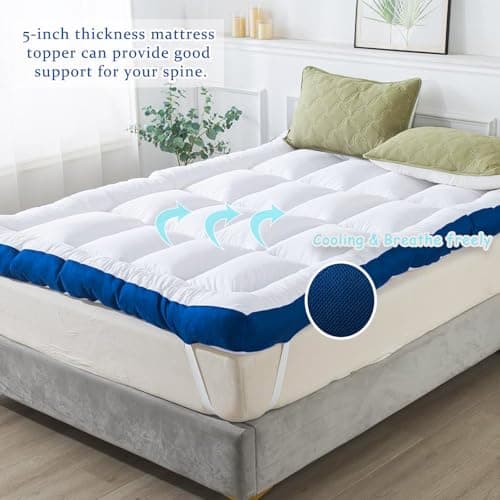 WhatsBedding 5 Inch Memory Foam Full Size Mattress Topper 100% Cotton Top, Filled with Breathable & Soft Memory Foam Pillow TopF3 5
