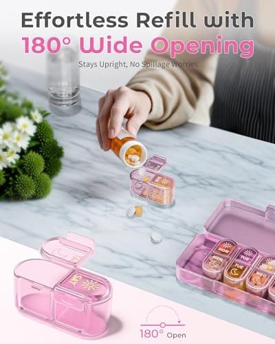 Pillex Pill Organizer 2 Times a Day, AM PM Pill Organizer 7 Day, Weekly Pill Box 2 Twice a Day, Travel Pill Case 7 Days, Medicine Organizer for Medication, Vitamins, Fish Oils, Supplements 7