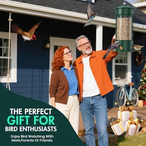 Olaiti Metal Squirrel Proof Bird Feeders for Outdoors Hanging,Weight-Activated Large Capacity Feeder for Wild Finch, Cardinal,Blue Jay, Chickadee, Weatherproof and Durable 4 Perches,Green 6