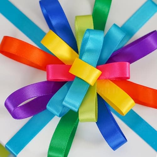 MEEDEE 3/8 Inch Satin Ribbon Set – 10 Rolls Rainbow Double Face Ribbon for Gift Wrapping, 5 Yards Each (Total 50 Yards), Decorative Ribbon for Presents & Party Favors 5