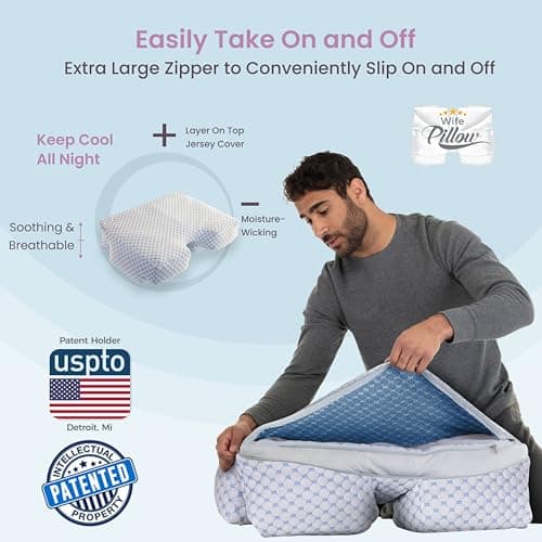 Wife Pillow Cover Only - Cooling Ice Pillowcase, All Around for Hot Sleepers. Pillowcase for Side, Stomach & Back, Neck & Shoulder -Cool Protector Soft Micro Cool2Cell Fabric - Machine Wash & Dryable 6