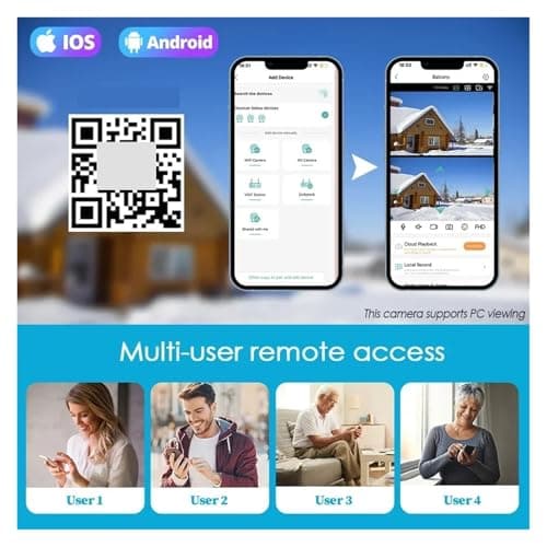 QDVOPHZA 8K 16MP WiFi Security Camera Three Screens Outdoor Wireless IP Cameras Human Tracking CCTV Video Surveillance Home Protection(U/S,16MP WiFi NO Card) 6