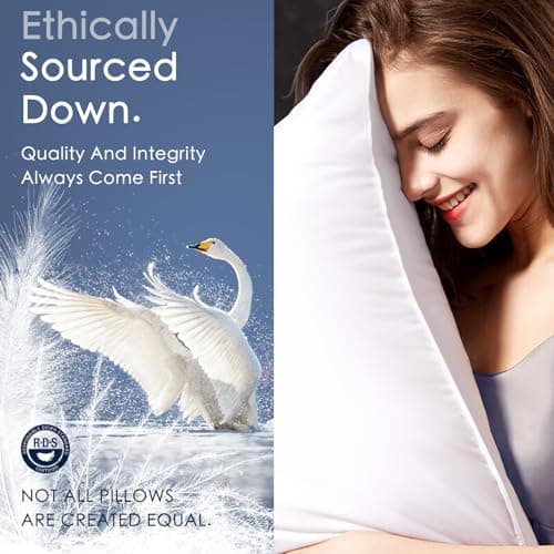 Luxury Canadian White Goose Down Pillow Queen Size- 900+ Fill Power, 800 Thread Count Cotton Shell, Soft Down Pillows for Sleeping, Hotel Collection Pillow for Neck Pain Relief (1 Pack, 20"x30") 7