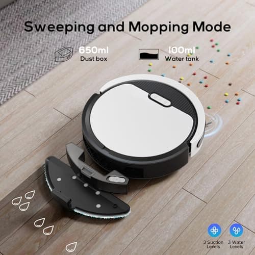 V3 Robot Vacuum and Mop Combo,KIPVVO 3-in-1 Ultra Thin Self-Charging Automatic Robot Vacuum Cleaners with 5000Pa Strong Suction,120mins Runtime,WiFi/App/Remote Control for Hard Floors,Pet Hair,Carpets 6