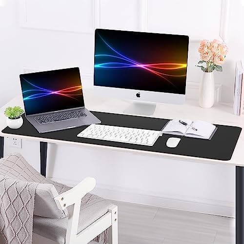 Large Desk Mat 47.2" x 17" Leather Desk Pad Protector with Natural Cork & PU Leather, Non-Slip Office Desk Mat, Large Mouse Pad, Waterproof Desk Blotter pad for Office&Home(Black) 7