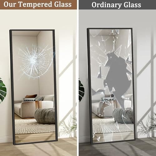 GlasFlength Full Length Mirror with Stand - 56" x 19" Aluminum Alloy Frame Full Body Mirror, Standing Hanging or Leaning Wall Floor Mirror for Bedroom Living Room Dressing Room, Black 5