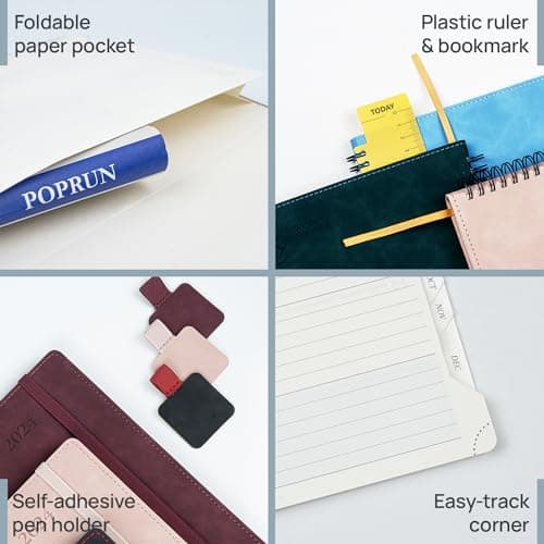 POPRUN 2024 Planner Weekly Notebook 8.5''x 6.5'', Agenda 2024 Appointment Book with Monthly Tabs, Spiral Soft Cover, Inner Pocket, 100 GSM - Peotrol 5