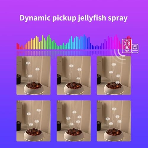 Dynamic Jellyfish Air Humidifier & Jellyfish Essential Oil Diffuser for Home,Office, Yoga - 7 Color-Changing Lights ，Remote Control ，4H/8H Timer Setting, Auto Shut-Off 250ml 7