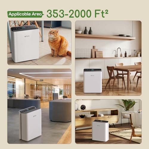 Air Purifier for Home Large Room Bedroom Up to 2000Ft² with PM2.5 Display Air Quality Sensor&Smart Auto Mode, 3-Stage Filter Cleaner Odor Eliminator, Remove Pet Dander Pollen Allergy Dust Mold Smoke 7