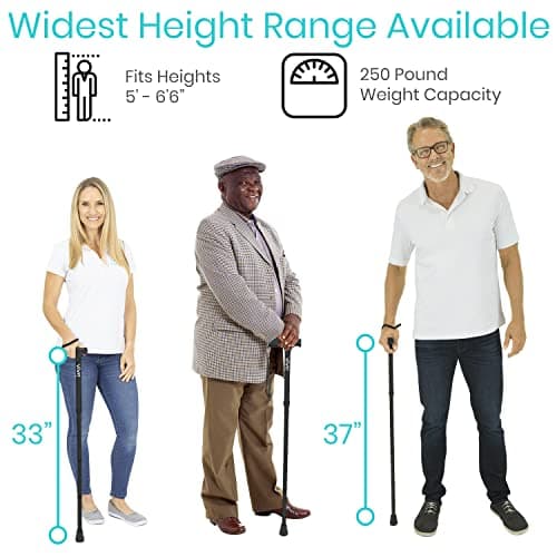 Vive Folding Cane - Foldable Walking Cane for Men, Women - Fold-up, Collapsible, Lightweight, Adjustable, Portable Hand Walking Stick - Balancing Mobility Aid - Sleek, Comfortable 5