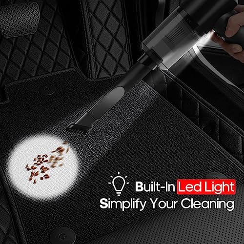 Auloea Mini Portable Vacuum Cleaner, Keyboard Wireless Handheld Vacuum with Brush Motor 4500PA High Power and TypeC, for Car,Office and Home Cleaning /V01/Black 6