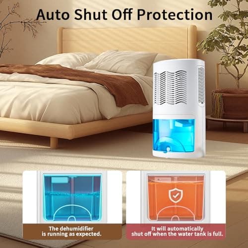 Dehumidifier for Home with Colorful Light Auto Shut Off Protection Ideal for Bedroom and Basement 2 Working Modes Daytime and Nighttime Efficient Moisture Removal System 6
