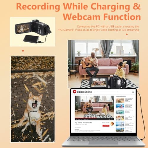 4K Camcorder Video Camera Ultra HD 44MP Vlogging Camera for YouTube 18X Digital Zoom Camcorder 3.0" IPS Screen Video Recorder with External Mic, Controller, 2 Batteries and 32G SD Card 6