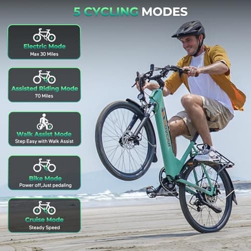 Movcan V80 Electric Bike, 1000W Motor 28MPH Ebike, 48V 13Ah Removeable Battery, 26'' City Cruiser Adult Electric Bicycles up to 70 Miles, 7-Speed Dual Disc Brake, Mountain E Bike for Commuting 7