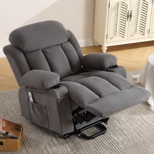 BOSMILLER Power Lift Recliner Chair for Elderly with Vibration Massage and Lumbar Heating Electric Oversized Single Sofa with Cup Holder and USB Charge Port for Living Room 7