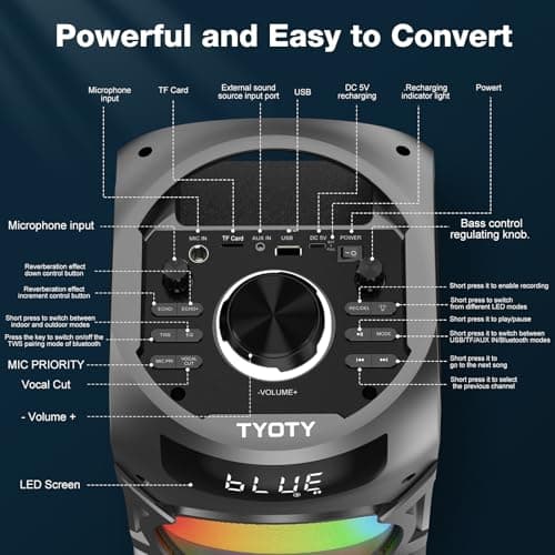 Portable Bluetooth Speaker 100W Big Powerful Wireless Boombox TWS Pairing Loud Stereo Sound Deep Bass Large Party Speakers with Subwoofer LED Lights for Outdoor Home Camping 6