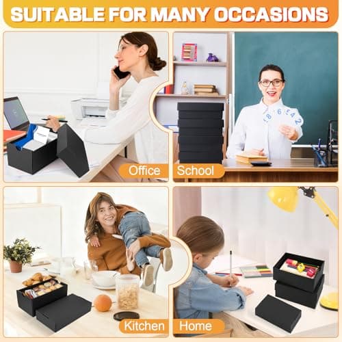 4Pack 3x5 Index Card Holder, Hold 4000 Cards Index Card Box, Flash Card Holder with 112 Card Dividers Black 3x5 Index Cards Case Note Card Organizer Index Card Storage Box for 3''x5'' Notecard Recipe 8