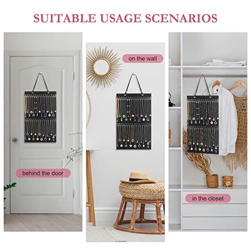 Caffox Hanging Necklaces Holder, Large Jewelry Organizer for Necklaces, Bracelets, and Ankles, Necklaces Display Storage Hanger for Wall, Closet and Door 5