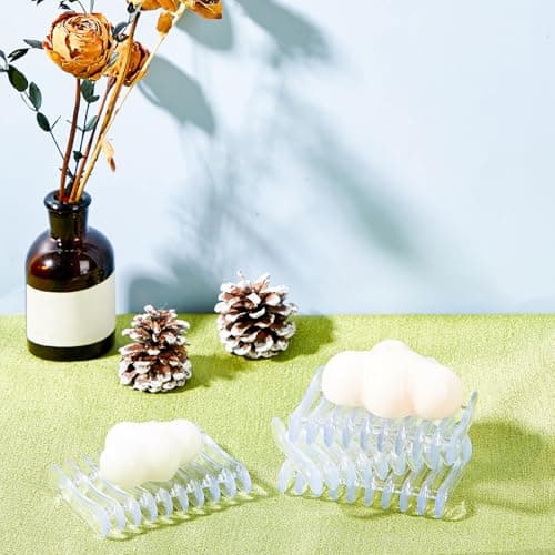 2 Pieces Plastic Bar Soap Holder Soap Tray Soap Saver Bar Dish Self Draining Soap Dishes for Soap Sponge Dryer Bathroom Toilet Shower Kitchen Restaurant Counter (Clear) 6