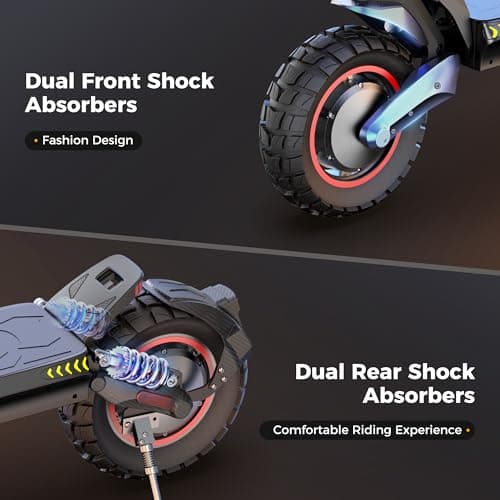 iScooter Electric Scooter, 1000W E Scooter, 50 Miles Long Range & 38 MPH Top Speed, 10" Off-Road Vacuum Tire Scooter for Adults with Turn Signals, Double Braking Systems, APP and Storage Bag 5
