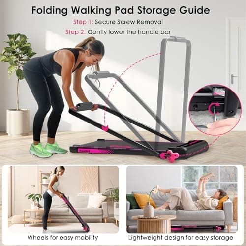 RuniRoX Walking Pad Treadmill with Incline, 3 in 1 Portable with Handle Bar and Lights, Under Desk for Home Office, with LED Display and APP 7