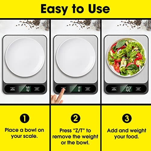 Mik-Nana Food Scale, 10kg/22lb Digital Kitchen Scale Weight Grams and Ounces for Baking Cooking Coffee Package Postage, 6 Units with Tare Function, LCD Display, Easy Clean Stainless Steel 7