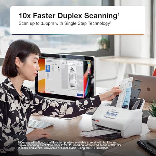 Epson RapidReceipt RR-600W Wireless Desktop Color 2-Sided Document & Tax Receipt Scanner with ScanSmart AI PRO Data Management Software for PC & Mac Touchscreen & 100-Page Auto Document Feeder 7