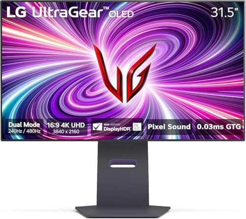 LG ‎32GS95UE 32-inch Ultragear OLED Gaming Monitor UHD 240Hz 0.03ms DisplayHDR True Black 400 AMD FreeSync Premium Pro NVIDIA G-Sync HDMI 2.1 DisplayPort Tilt/Height/Swivel Stand Black, Renewed