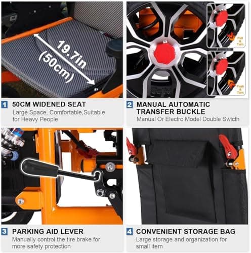 New Folding Electric Wheelchair for Adults, 16" Big Front Tires All Terrain Foldable Power Wheelchairs, Lightweight Portable Motorized Wheelchairs for Seniors, Support 330lbs, 19.7" Seat Width 5