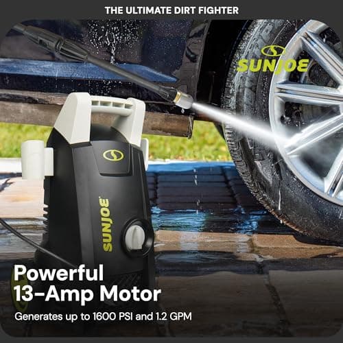 Sun Joe 1600 PSI Electric Pressure Washer with 11-Amp Motor and 1.1 GPM, SPX1000 - Portable Water Cleaner with Adjustable Spray Wand for Car, Garden, and Patio Washing and Cleaning 8