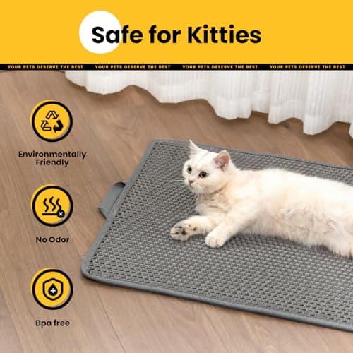 Cat Litter Mat New Size 23.6"x14.6" for Small Spaces, Upgrade Super Waterproof Back Layer Litter Box Mat, Non Slip, Durable, Soft on Paws Kitty Trapping Matt, Gray 5
