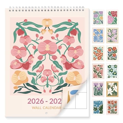 SUNEE Wall Calendar 2026, Colorful Flower Calendar From Jan. 2026 - Jun. 2027 18 Months, 8.5" x 11" Aesthetic with Thick Paper, Perfect for Home or Office, Floral