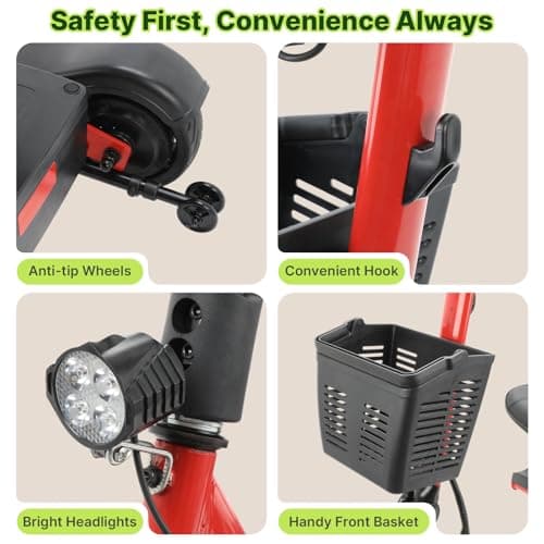 Hoverfly T3 Folding Powered Mobility Scooter for Seniors, Portable 3-Wheel E-Scooter with Seat, 13-Mile Range Safe LiFePO4 Battery, 264 lbs Load&Solid 8" Tires, Fits in Car Trunks for Daily Rides Blue 6