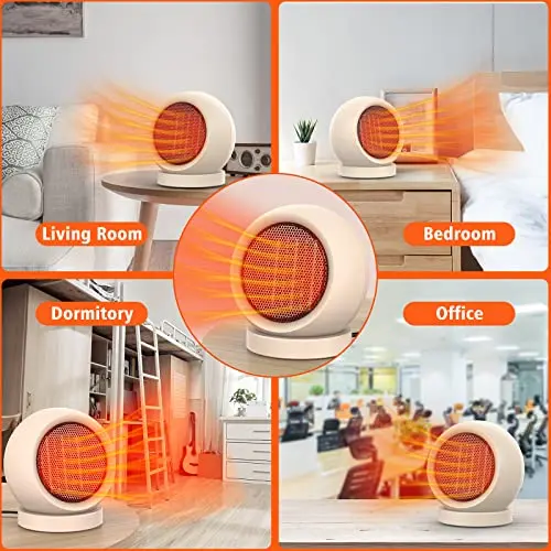 Coolfor Space Heater,PTC Ceramic/Portable Electric Desktop Heater High Output Desktop Heater for Home Bedroom Office Desk Indoor Use(Light Brown) 7